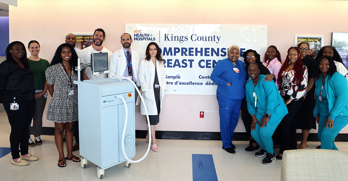 The Comprehensive Breast Center team alongside the ProSense Cryoablation System.