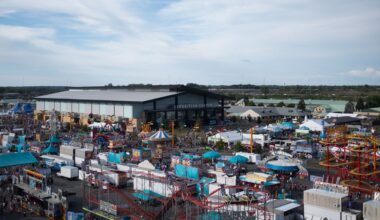 an aerial view of the new york state fair