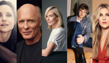 Five adults, three women and two men, pose separately in individual portraits with neutral or soft expressions against various backgrounds.