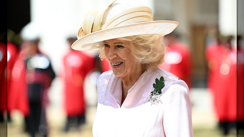 Queen Camilla at the 2026 Chelsea Pensioners Founder's Day.