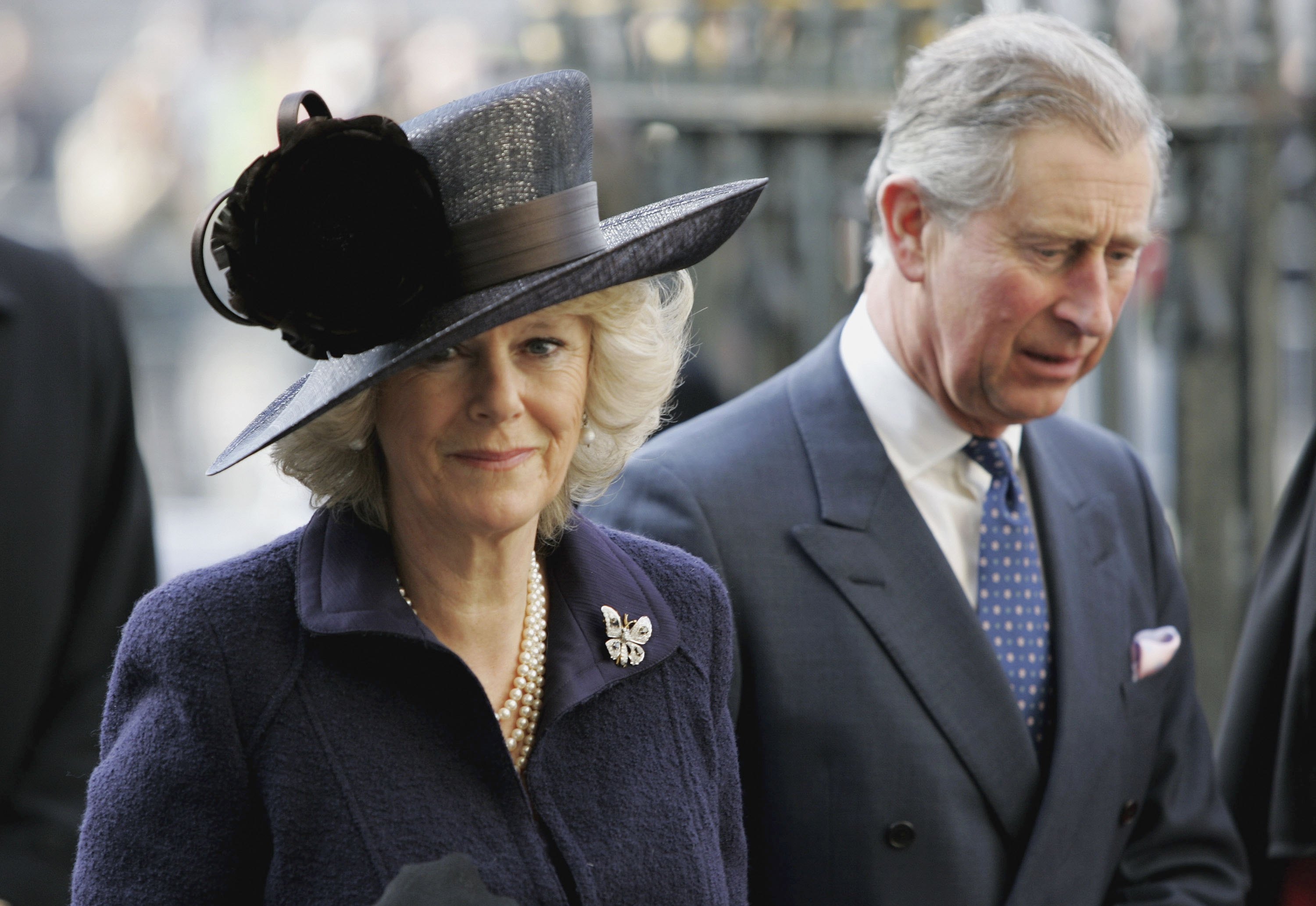 Queen Camilla wearing a diamond butterfly brooch in 2006
