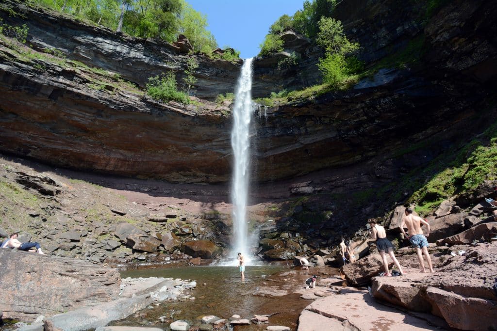 People playing in Kaaterskill Creek & Falls