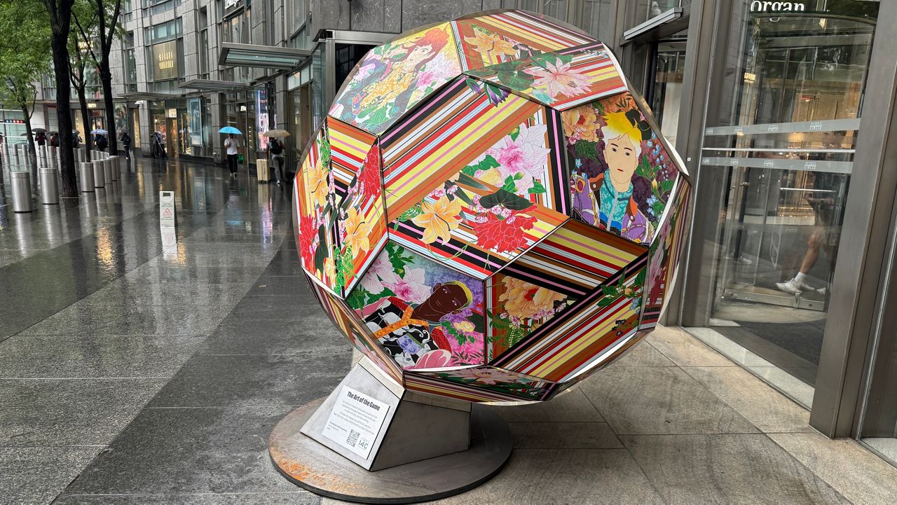 Giant soccer ball sculptures celebrate art and sports