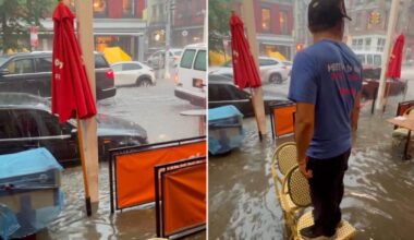 Shocking video shows streets of Soho underwater as NYC is hit with heavy rain and flash flooding