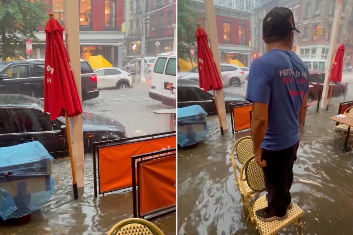 Shocking video shows streets of Soho underwater as NYC is hit with heavy rain and flash flooding