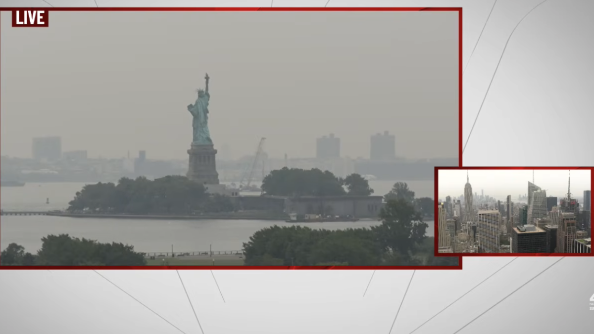 Live video shows hazy NYC skies as Canadian wildfire smoke hits – NBC New York
