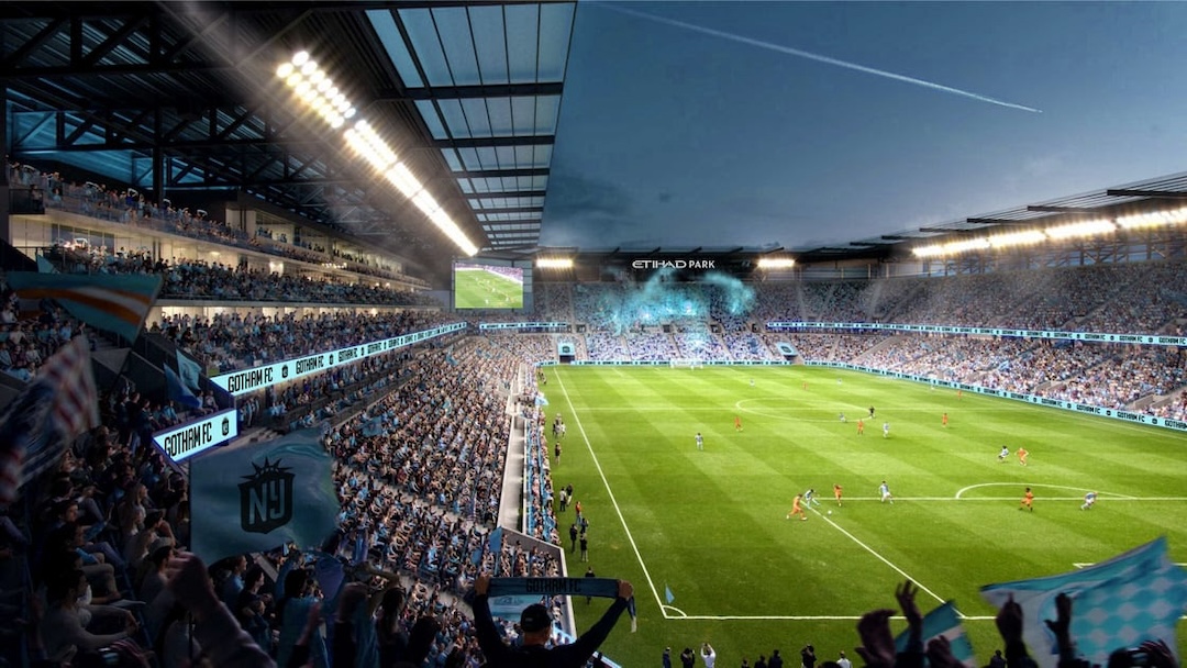 Rendering of Etihad Stadium field for Gotham FC.