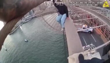 BWC: NYPD cops rescue woman seated atop Brooklyn Bridge beam