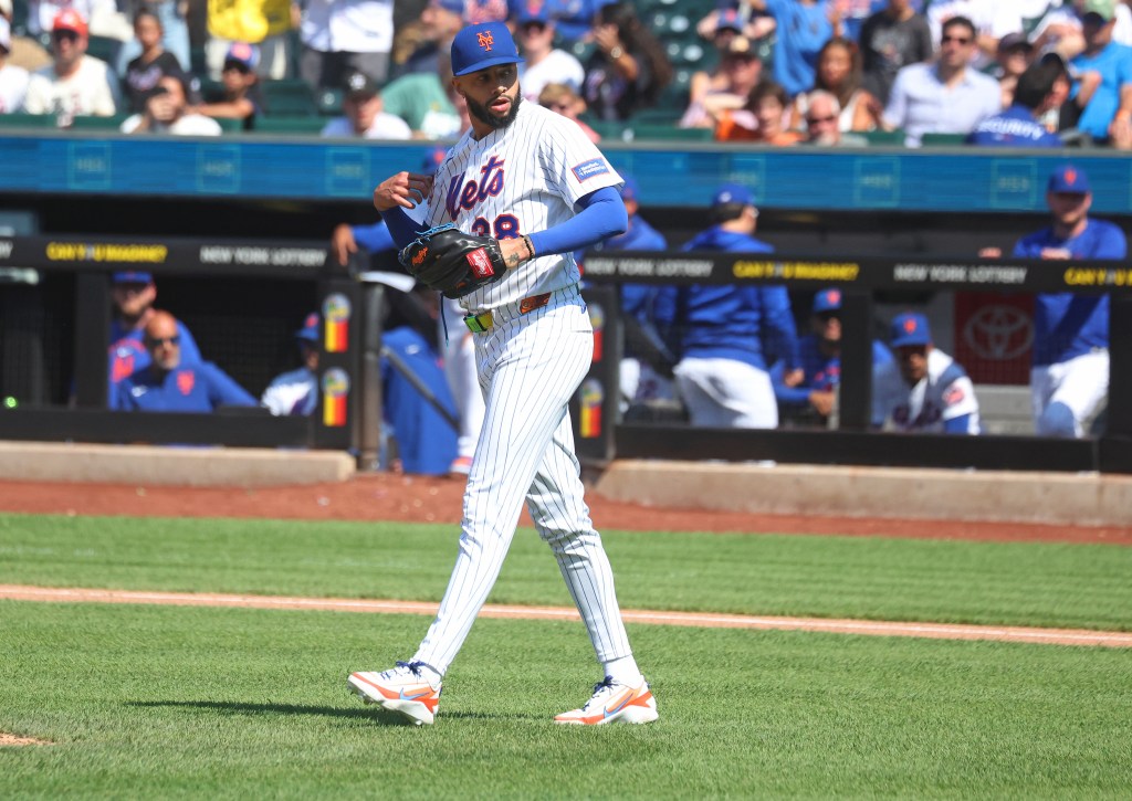 Devin Williams (38) walks in a run during the ninth inning when the New York Mets played the Boston Red Sox Sunday, July 12, 2026 at Citi Field in Queens, NY.