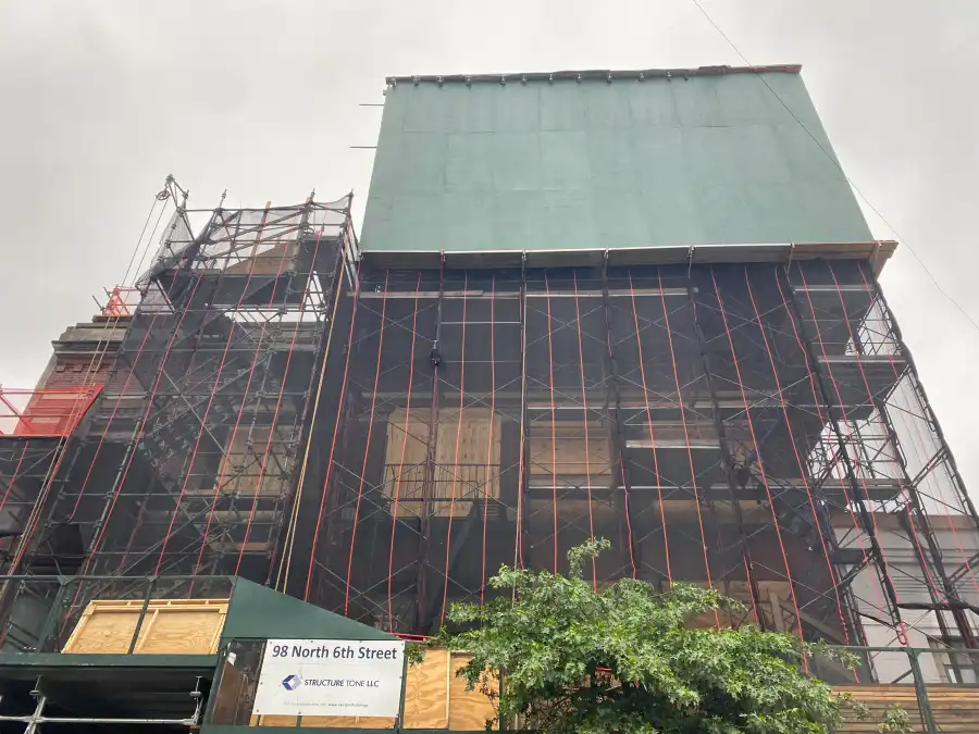 building covered in scaffolding