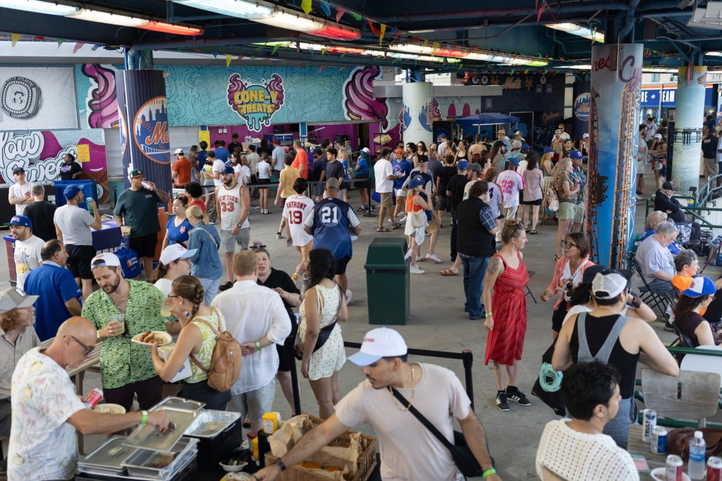 A section at the Brooklyn Cyclones Coney Island stadium for concessions was packed on their annual Seinfeld Day