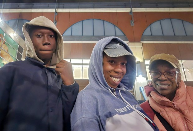 From left, Riley Billingslea, his mother Ketrice Riley, and his grandmother Elaine Rogers are pictured in an undated photo. Billingslea,15, was fatally shot in the head in the Castle Arms apartment building on Claflin Ave. near W. 197th St. in the Bronx on Wednesday, Aug. 12, 2026. (Courtesy of Family)