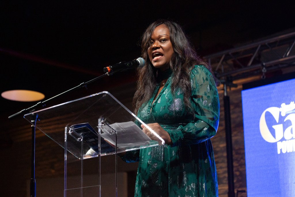 Brooklyn Democratic Party chair and Assemblymember Rodneyse Bichotte Hermelyn speaks at a gala in Red Hook,