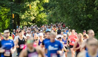 Runners on course at NYRR Team Champs.