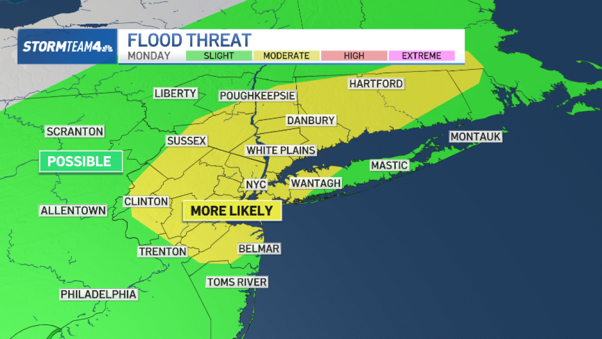NYC weather forecast calls for more storms, flash flooding Monday – NBC New York