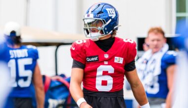 Giants training camp, 8/10, practice: Abdul Carter, Jaxson Dart injured