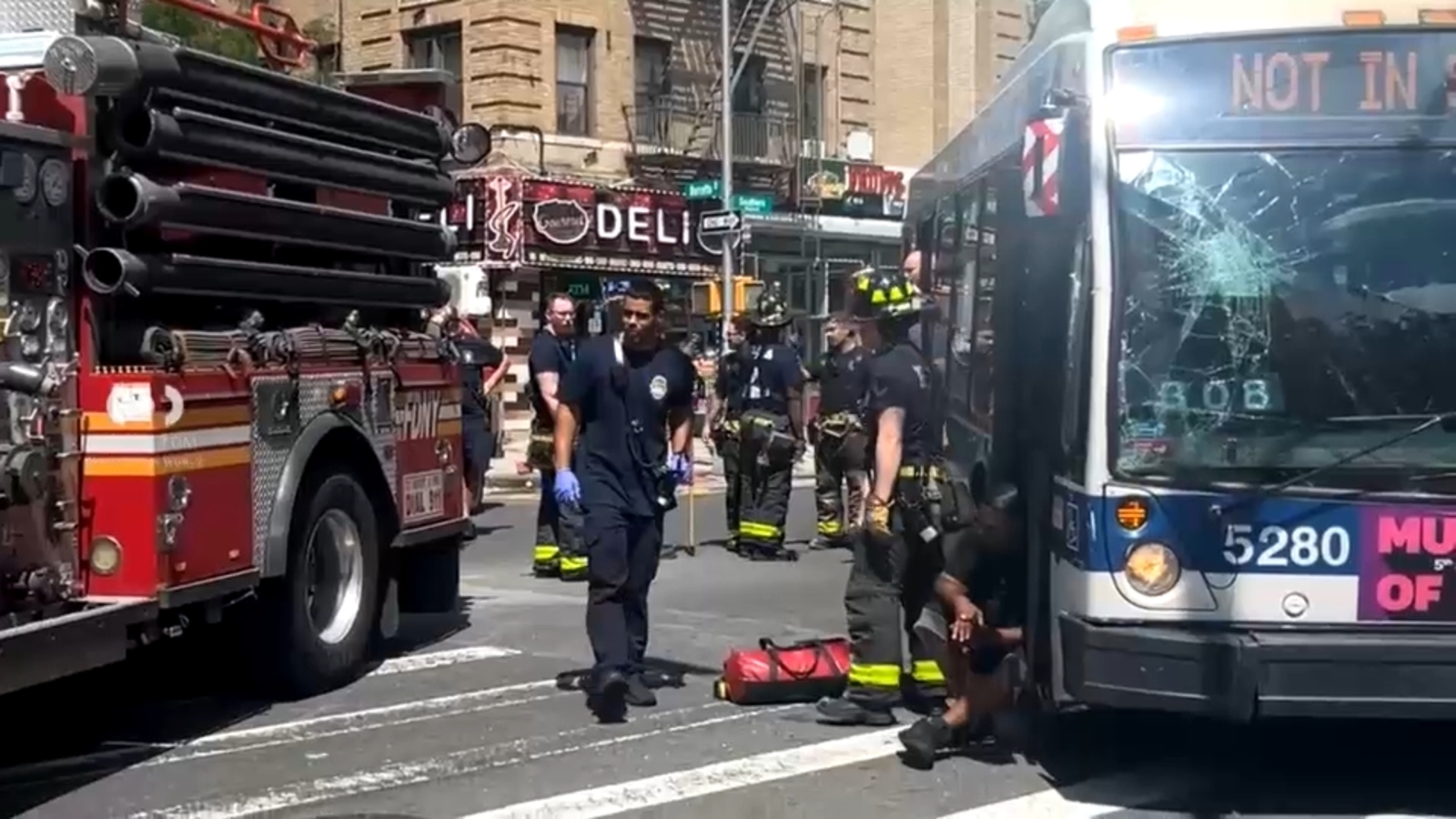 FDNY firefighters, civilians hurt after MTA bus and fire truck collide in Longwood, Bronx