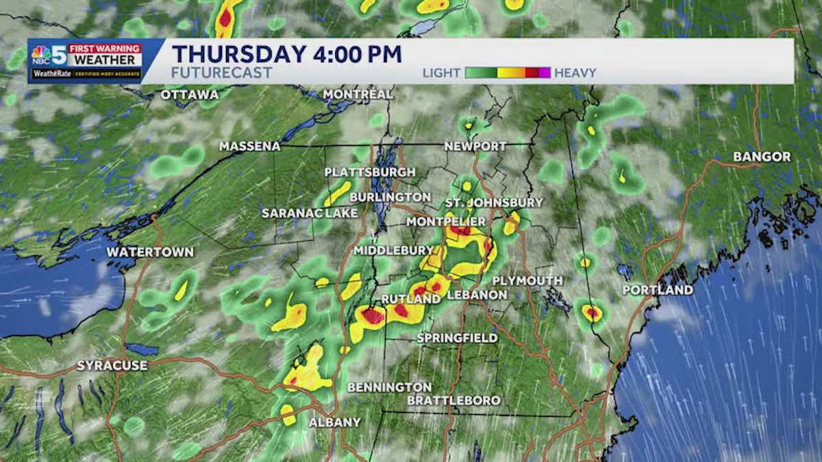 See when downpours, storms arrive Thursday in Vermont, New York