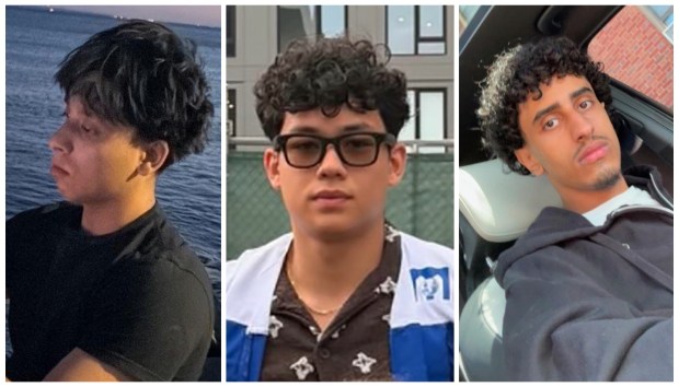 (L-R) Abdul Rehman, 16, Konstantin Gerantidi, 17, and driver Huzayfah Aziz Algahiem, 18, died after the 2002 Cadillac Escalade they were riding in collided with a 2024 Honda HR-V near Exit 1 by 65th St. in Bay Ridge on Aug. 25, 2026. (GoFundMe; Obtained by NYDN)