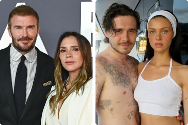 David and Victoria Beckham and Brooklyn and Nicola Petlz Beckham