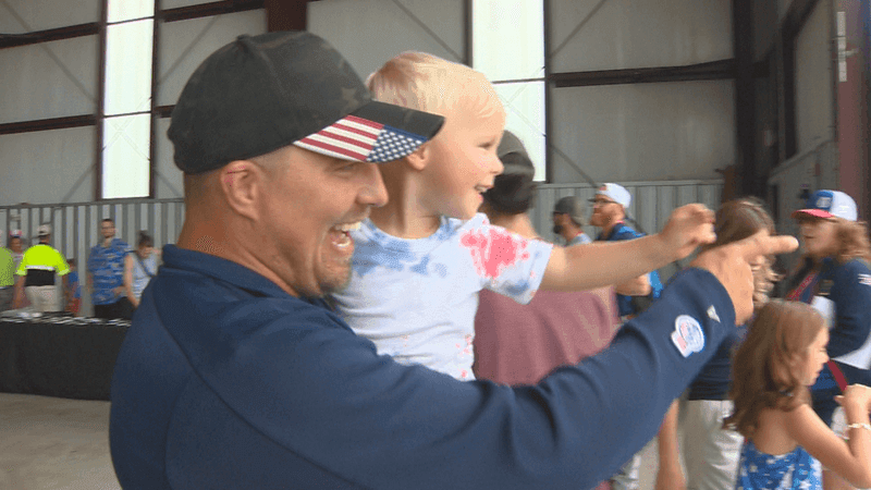 Stephen Schuldes with his 2-year-old son, Aug. 30, 2026. (WLUK/Don Steffen)