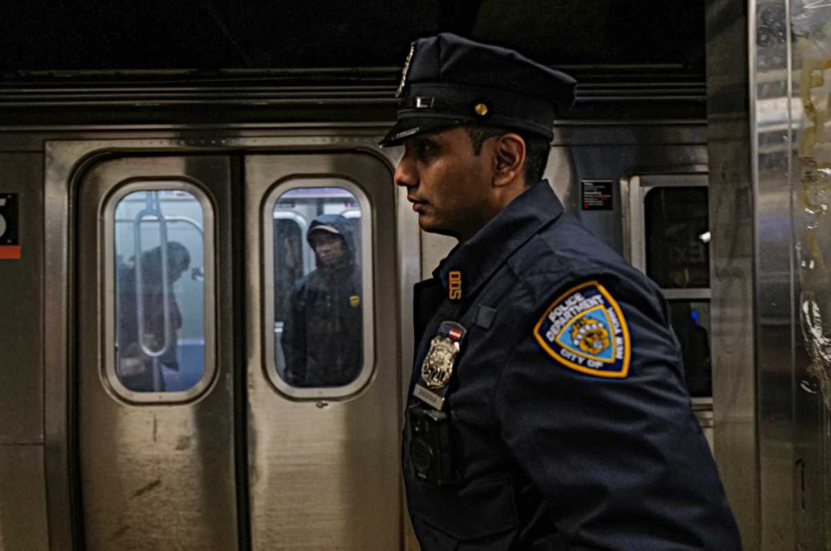 Police officer at a Bronx subway station