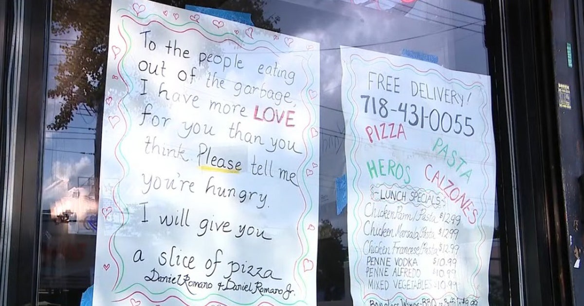 NYC pizzeria owner’s sign to people eating from his trash: ‘Come inside’