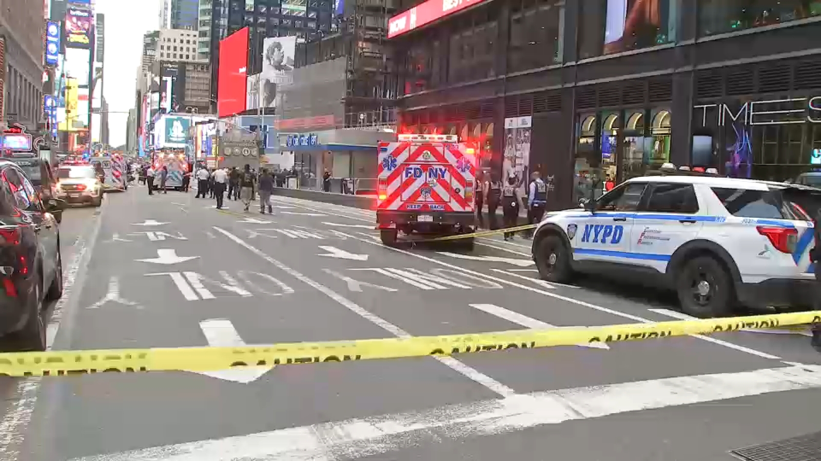 New York City shooting: Woman shot by police after stabbing 2 in Times Square, NYPD says