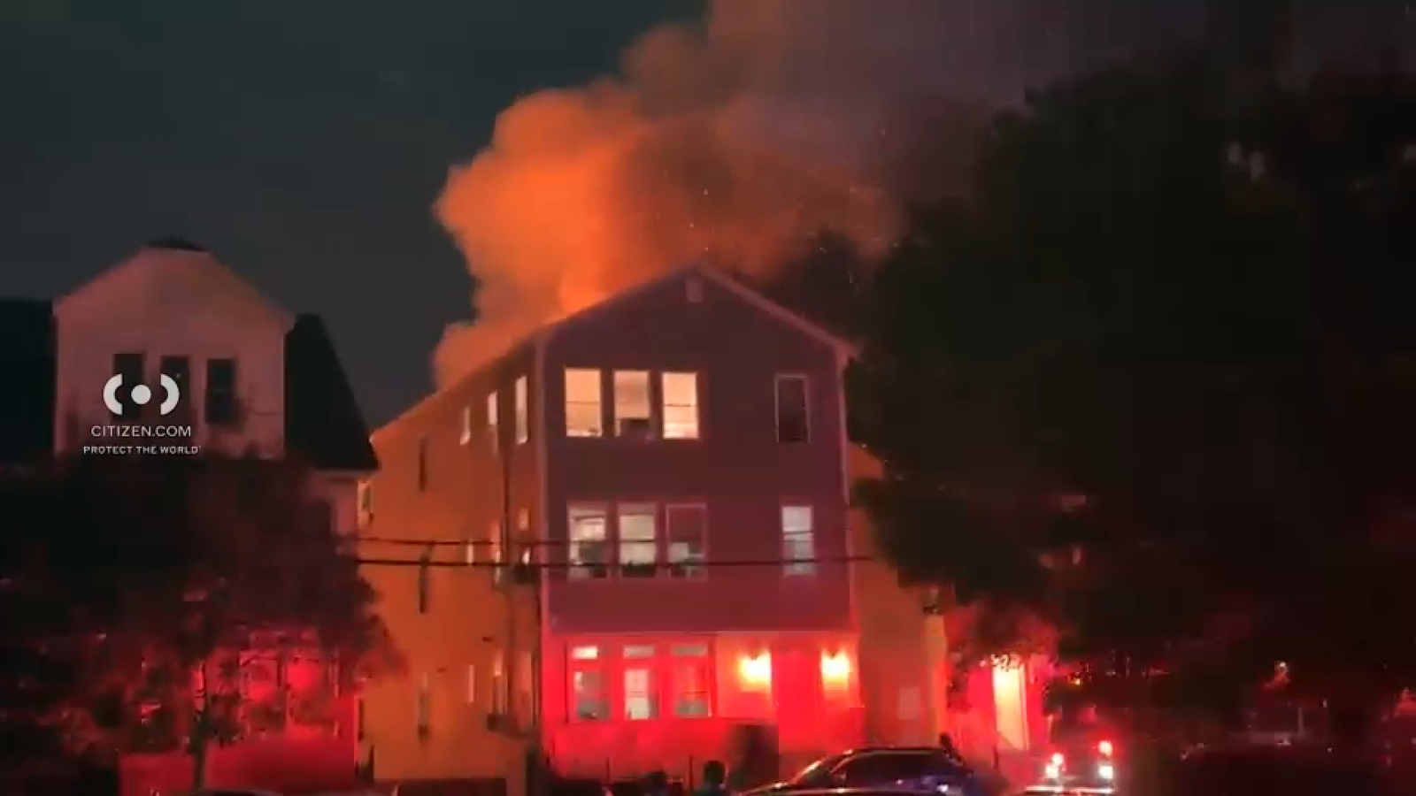 Firefighters respond to large 3-alarm house fire in Newark, New Jersey; building partially collapses