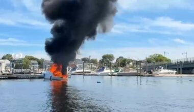 Boat erupts in flames off City Island