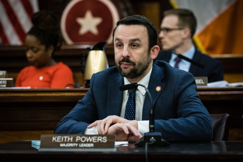 Majority Leader Keith Powers attends a hearing in the council chambers in City Hall on Monday, December 12, 2022, in New York City. The committee for public safety held a hearing on public safety in the subway system.