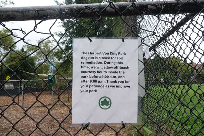 sign at herbert von king dog run