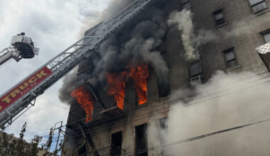 FDNY aerials at Bronx fire