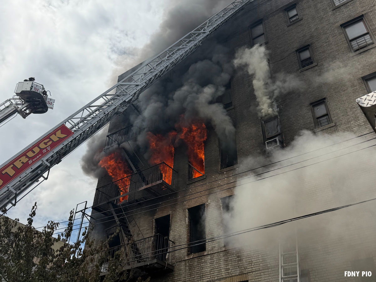 FDNY aerials at Bronx fire