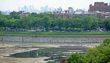 The Jerome Park Reservoir was named after Leonard W. Jerome,  a wealthy 1800s Brooklyn resident, according to the city&rsquo;s department of parks and recreation.  Jerome was also principal owner of The New York Times, founder of the American Academy of Music and Sir Winston Churchill&rsquo;s grandfather, the department said. The south basin was drained in 2019 for a previous project, pictured.