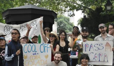 Advocates bore signs that read &ldquo;Pass COPA&rdquo; and &ldquo;Cool off with a COPA Colada.&rdquo;