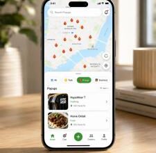 Smartphone showing the Secret World app’s Hustle Map with popup markers across Lower Manhattan, Chinatown and Canal Street, and listings for two independent sellers below.