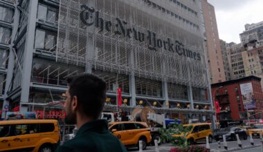The New York Times building in Manhattan on July 29.