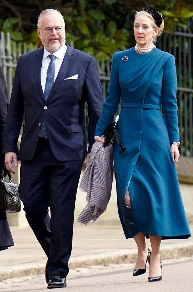 Michael Preben, Count Ahlefeldt-Laurvig-Bille and Princess Alexandra of Sayn-Wittgenstein-Berleburg arrives to attend a thanksgiving service for the life of King Constantine of the Hellenes, at St George's Chapel at Windsor Castle on February 27, 2024