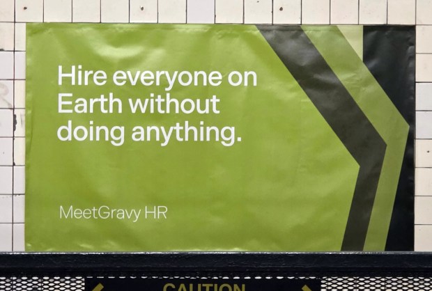 Harris Alterman and Dave Ross are having a little fun in the subways by posting parody ads featuring taglines meant to turn the tables on AI. (Courtesy Photo)