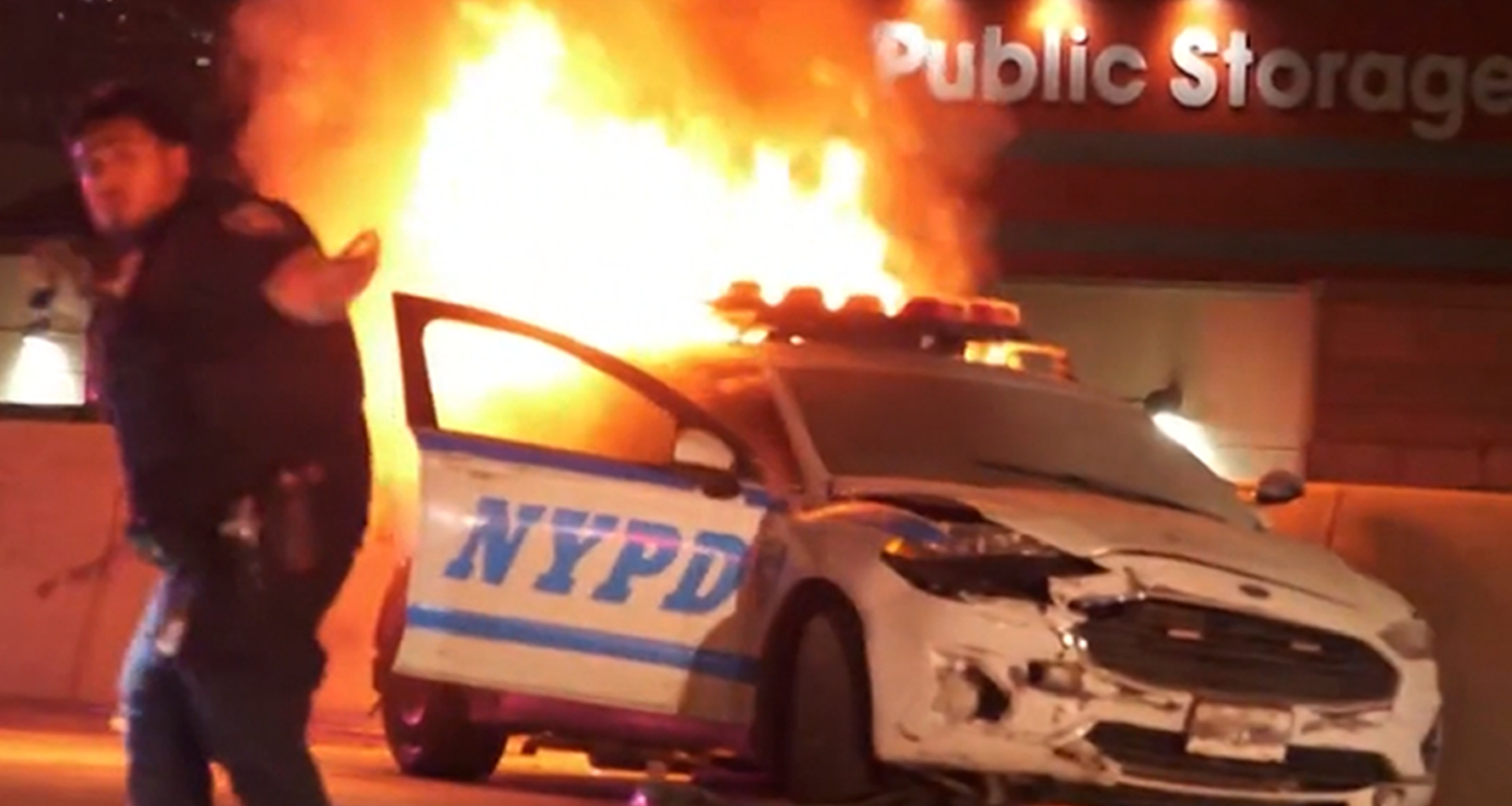 NYPD Patrol Car Goes Up in Flames After BMW Crash in The Bronx: Video