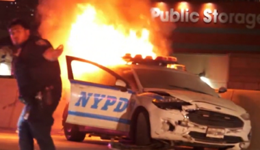 NYPD Patrol Car Goes Up in Flames After BMW Crash in The Bronx: Video