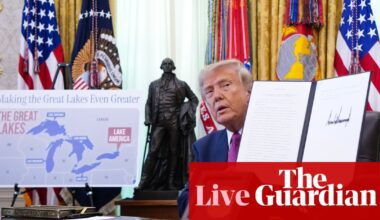 Canadian prime minister and New York lawmaker denounce Trump’s move to rename Lake Ontario as Lake America – as it happened | US politics