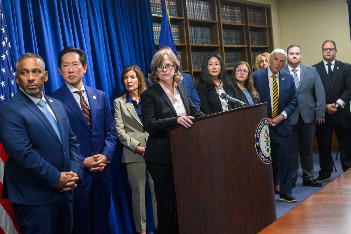 Queens District Attorney Melinda Katz and Gov. Kathy Hochul said Thursday that Jaime Huiracocha and Victor Murillo were part of a concerning trend that has made driving in the Big Apple more expensive. The pair admitted to staging at least three crashes in 2024; the video of one went viral, and sparked an investigation by Katz's office.