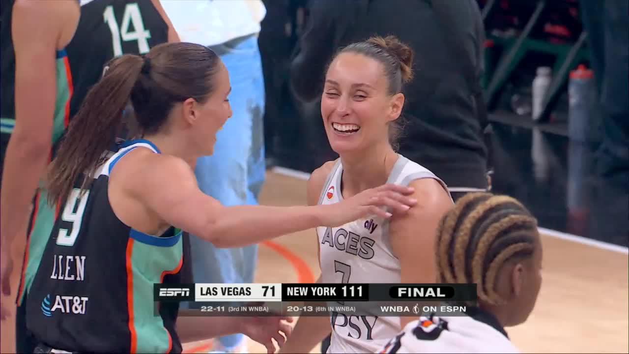 Surging Liberty rout short-handed Aces 111-71 as Las Vegas rests Wilson, Gray and Young