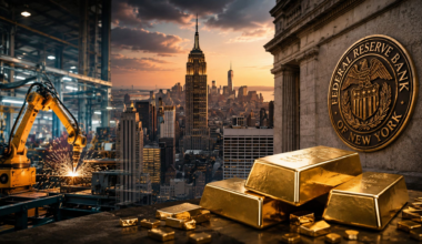 Spot gold trades below $4,380/oz after New York manufacturing index surprises with rise to 20.6
