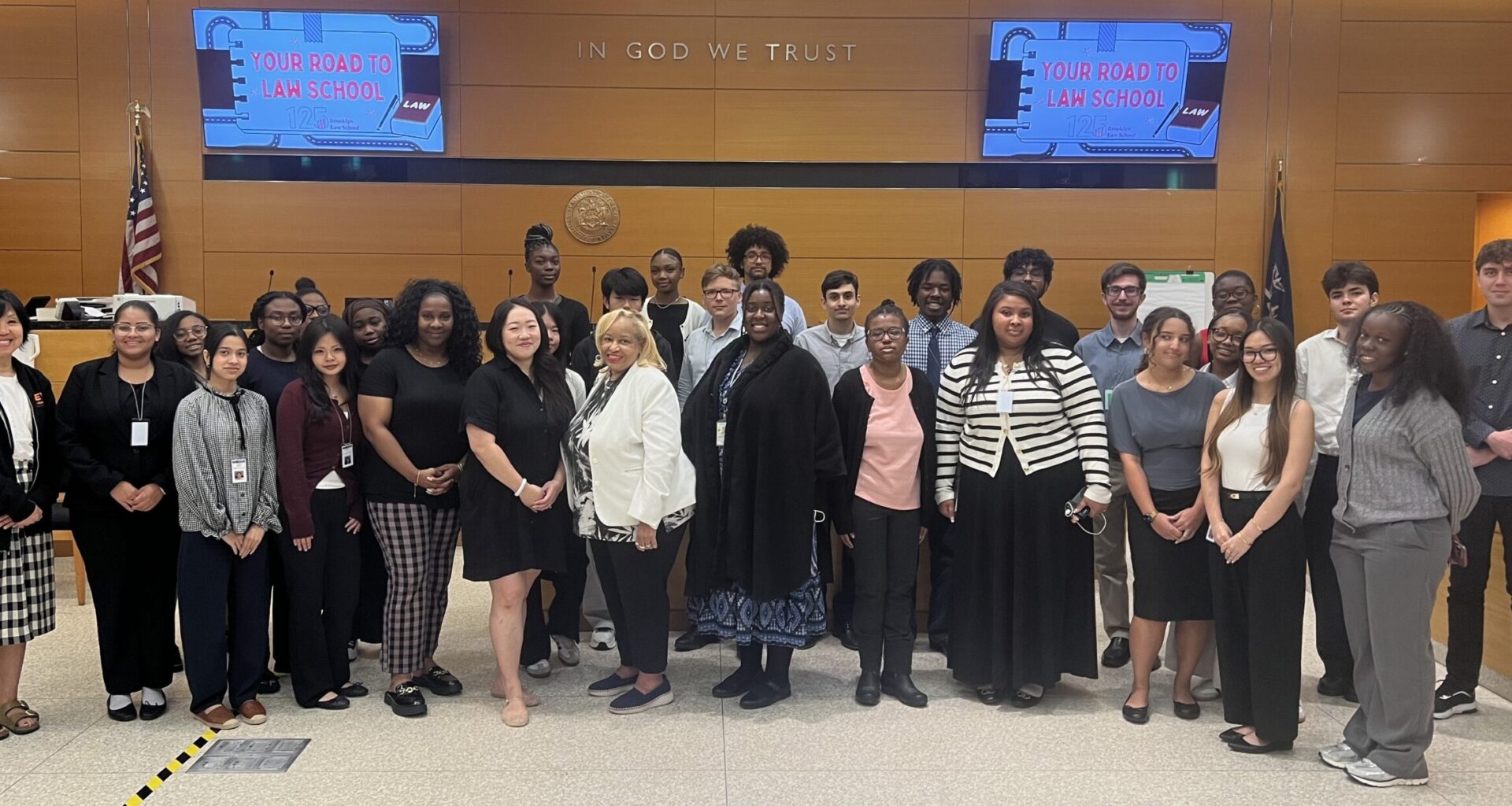Izetta Johnson Internship Empowerment Program participants alongside Tiffany Kim, Katherine Zhang and Hon. Deborah Dowling. Photo: Wayne Daren Schneiderman/Brooklyn Eagle