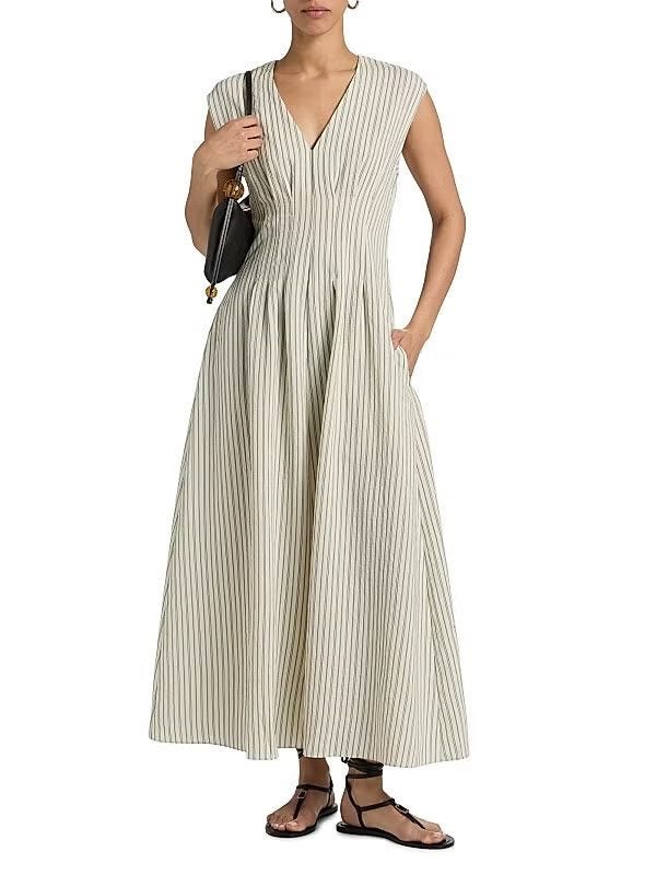 Ines Striped A-Line Maxi Dress