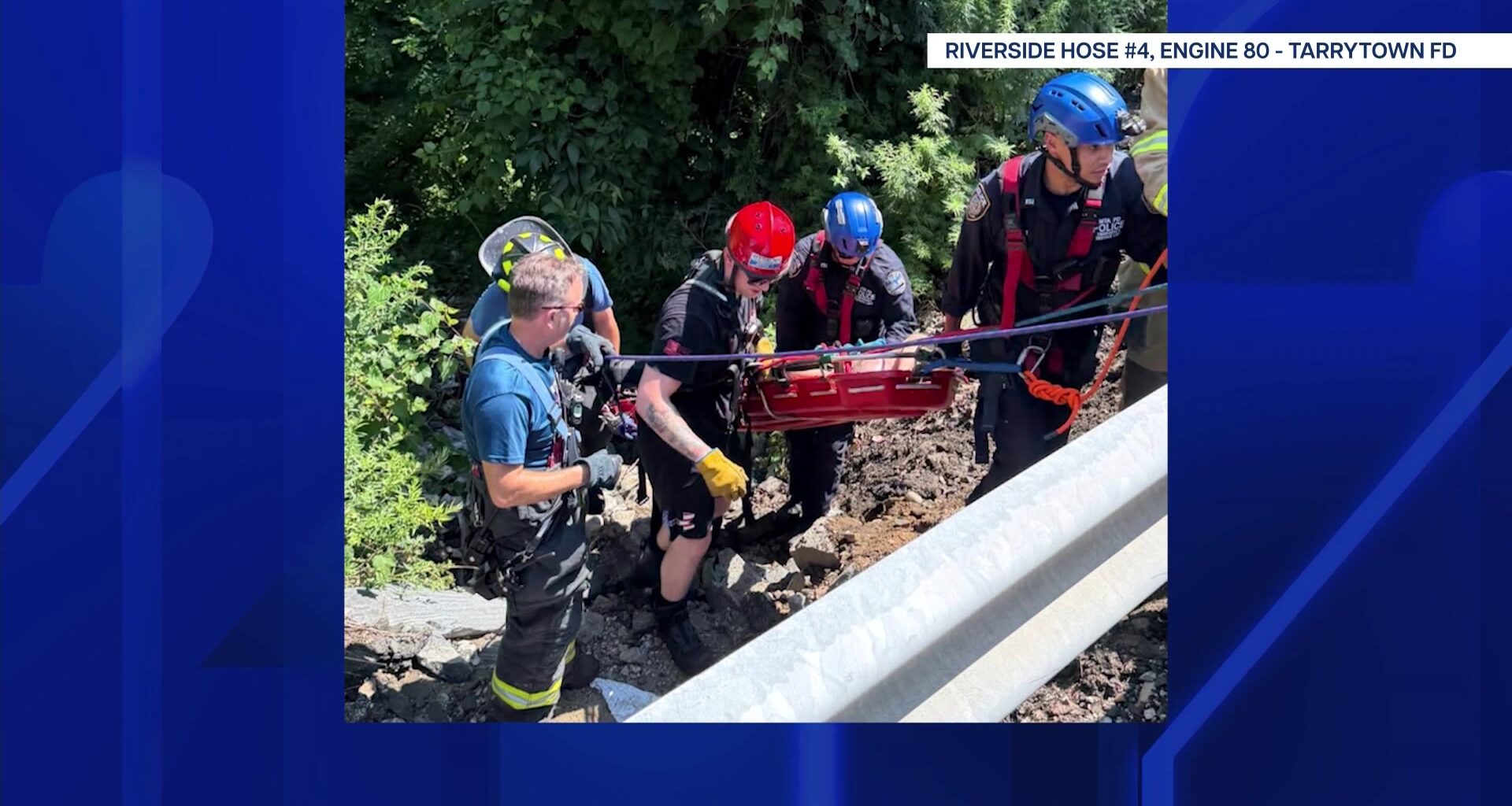 News 12 | Bronx | Crews Rescue Person Who Fell 30 Feet Down Embankment In Tarrytown