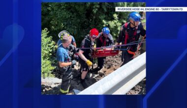 News 12 | Bronx | Crews Rescue Person Who Fell 30 Feet Down Embankment In Tarrytown